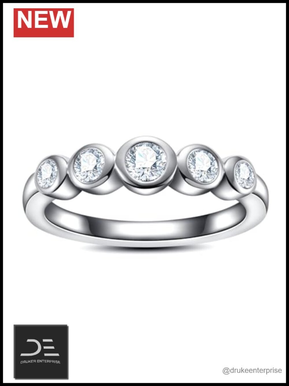 Moissanite Eternity Ring 925 Sterling Silver Bezel Stackable Anniversary Band